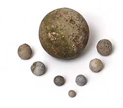 Lead grapeshot and musketballs